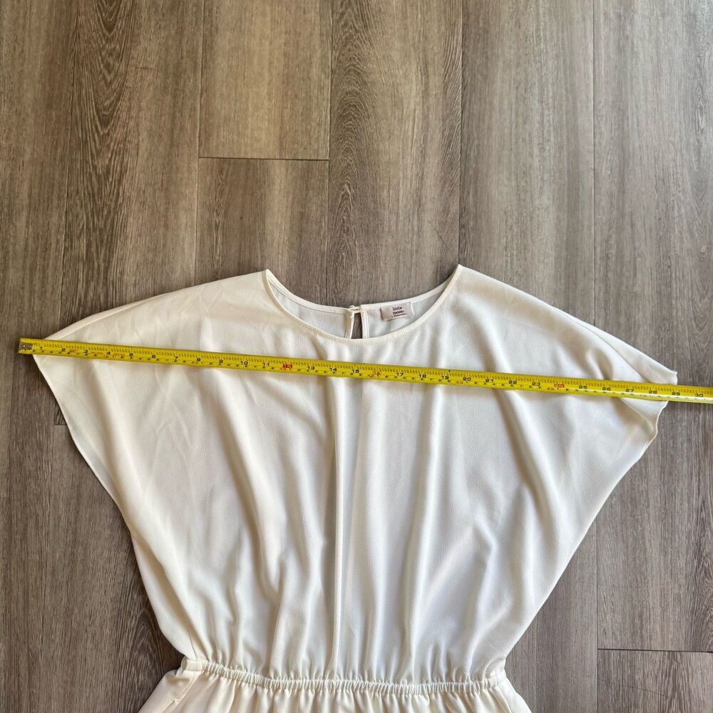 Aritzia Little Moon Dress Sz Large Ivory Stretch Waist Knee Length Quiet Luxury - Picture 10 of 16